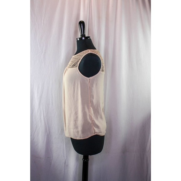 Zara Basic Sleeveless Blouse Top Open Weave Top Trim Blush Peach Pink Si… - Picture 2 of 4